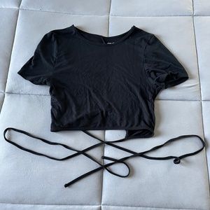 PacSun - Black cropped wrap top, size medium